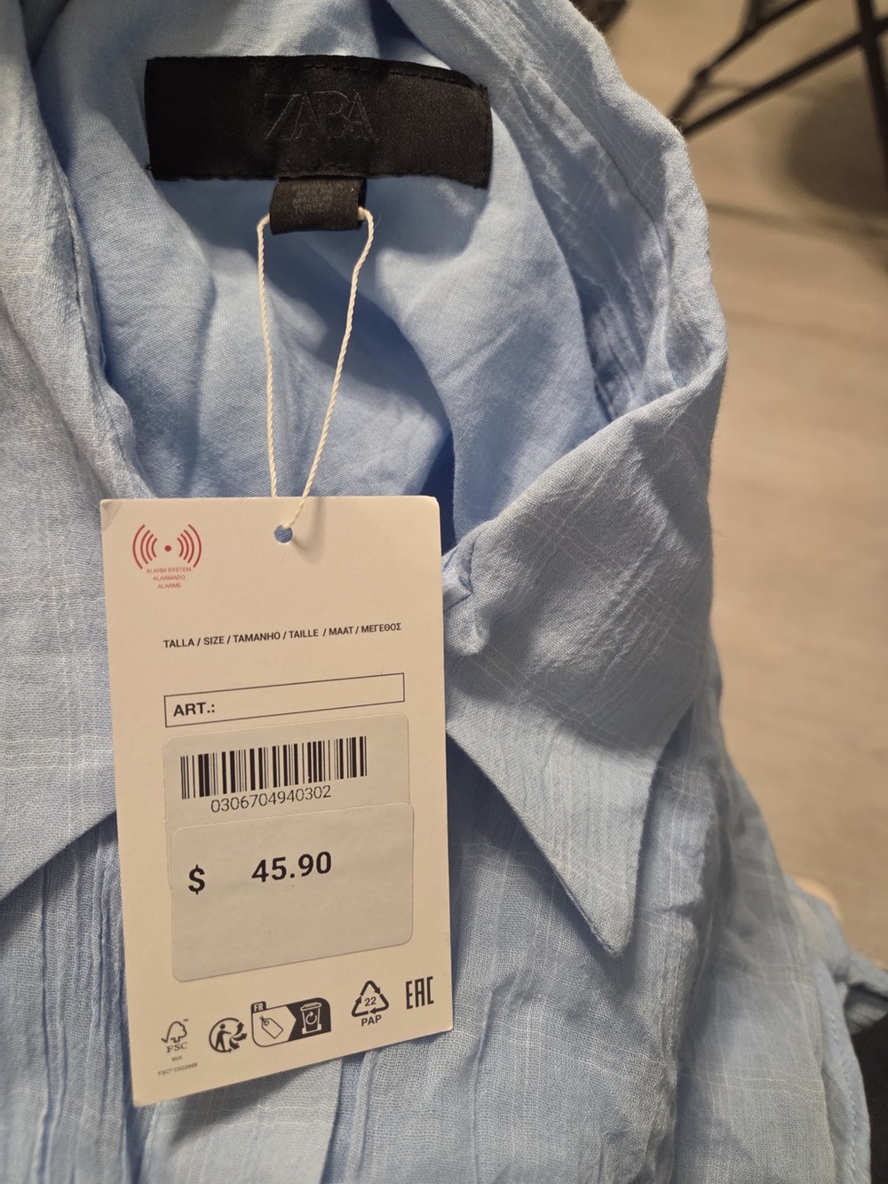Zara Light Blue Ruffle Flutter Sleeve Top - Picture 5 of 6